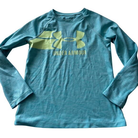 Under Armour Youth Small Teal Long Sleeve Athletic Tee - Picture 1 of 6